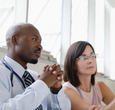 medical professionals using computer