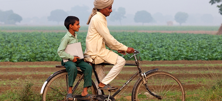 Father and Son riding bike
