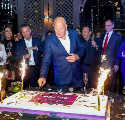 Team Aetna celebrating its 20th anniversary in the Middle East during a 2019 gala at The Palace Hotel in Downtown Dubai