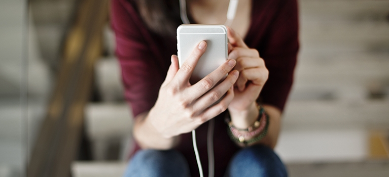 Woman Listening Music Media Entertainment Relaxation Concept