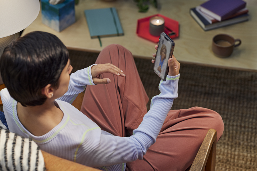 A women looking at phone