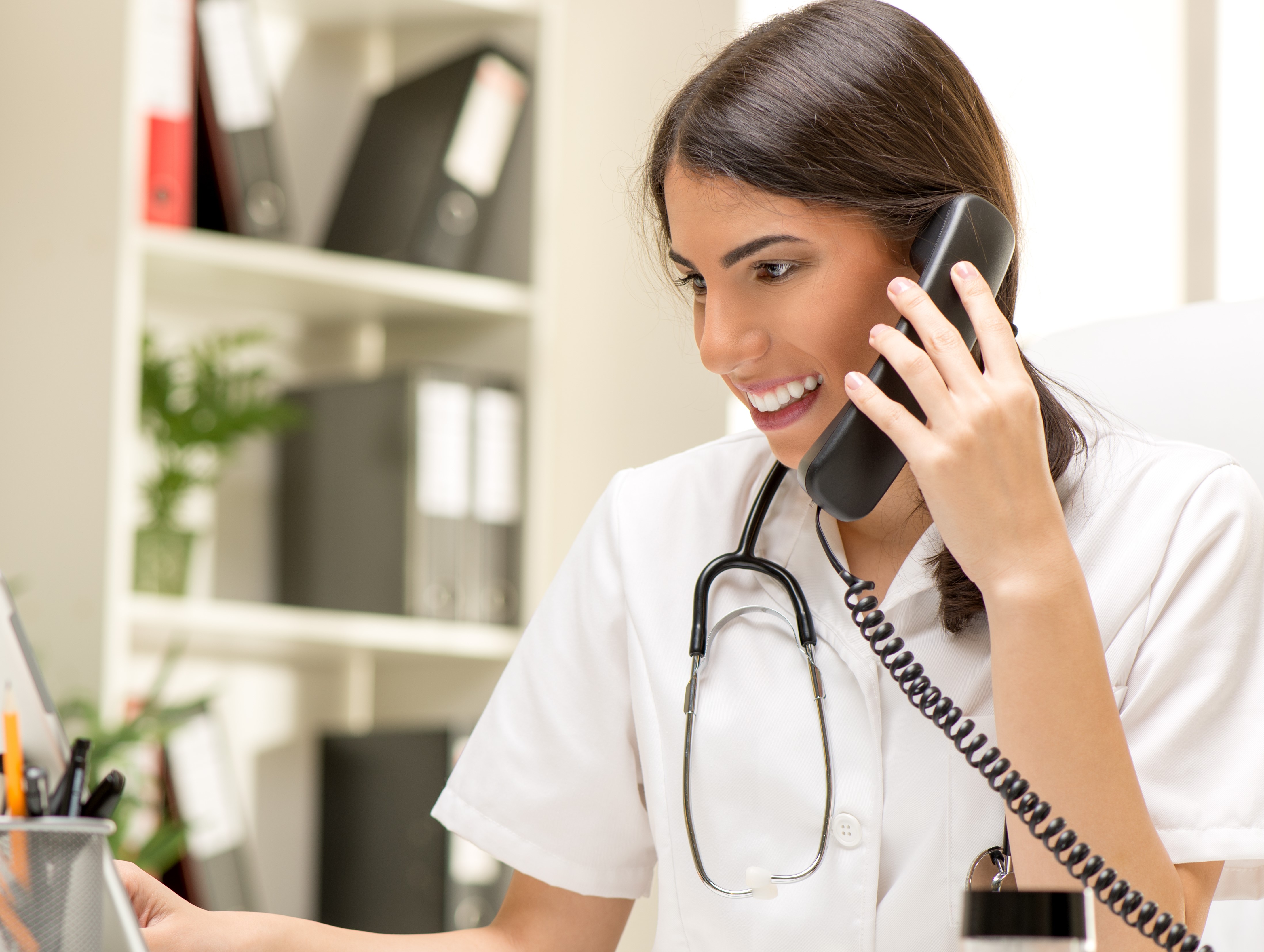 Healthcare worker on phone