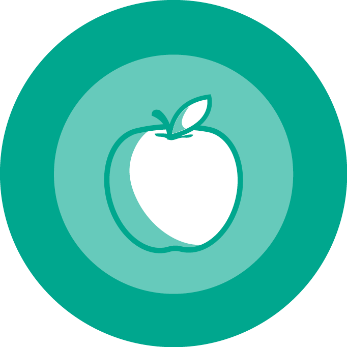 Aetna Teal Everyday Health Illustration With Apple at Center of Graphic