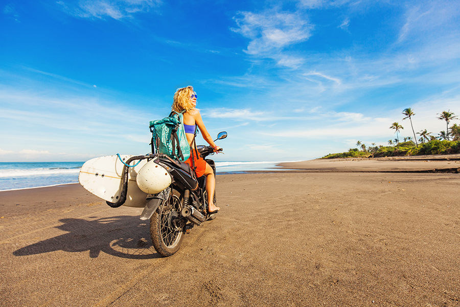 Woman on motorbike