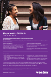  Mental health + COVID-19 employee poster: You’re not alone